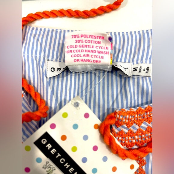 NWT Gretchen Scott Odessa Embroidered Striped Tunic Dress- vacation resort wear - Picture 9 of 10